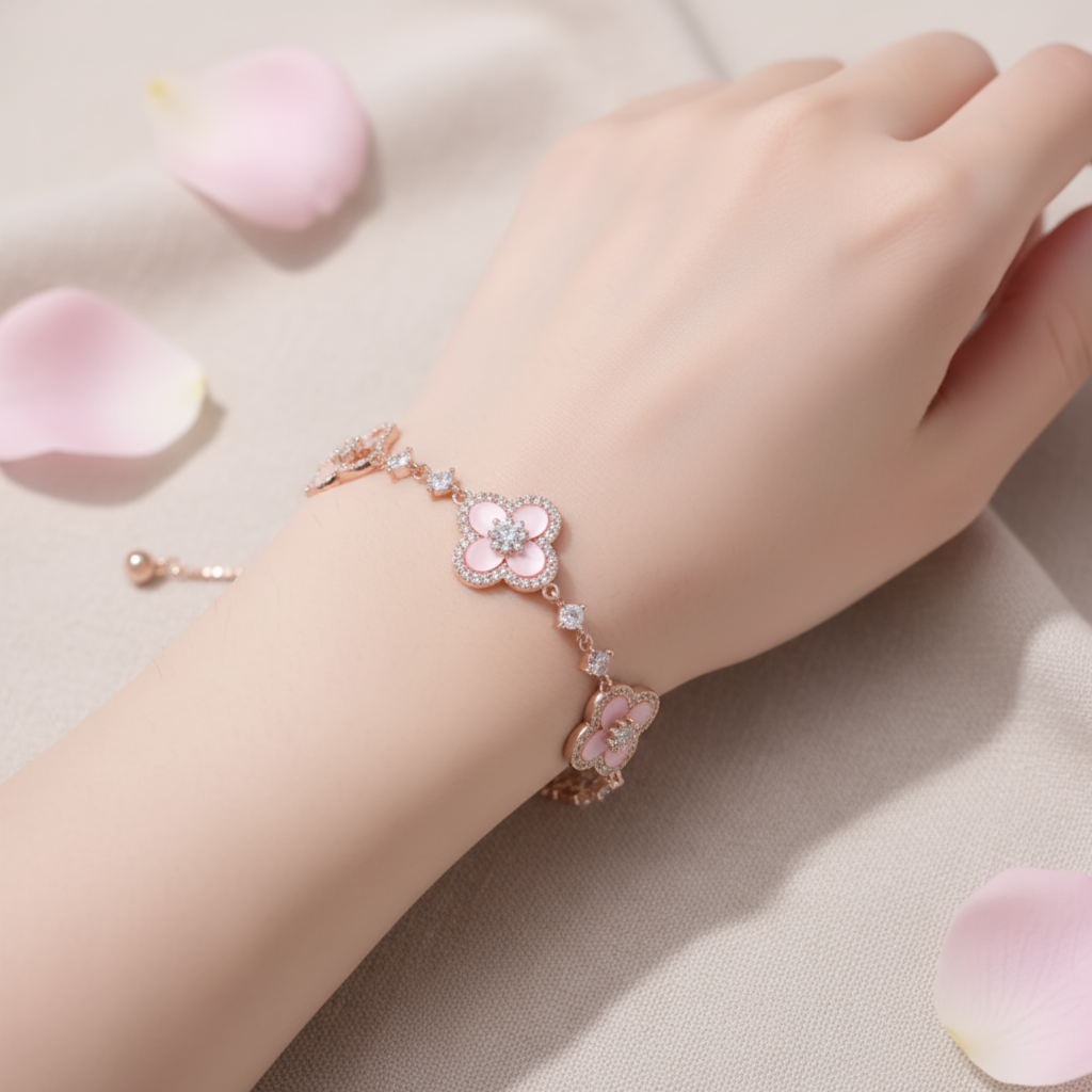 Éternel™  Pink Mother of Pearl Clover Bracelet